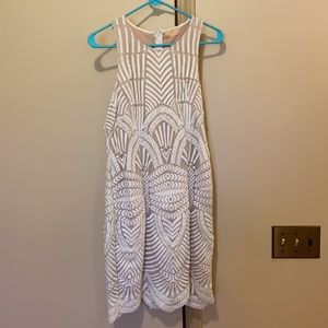 ASOS love triangle Art Deco lace mini dress